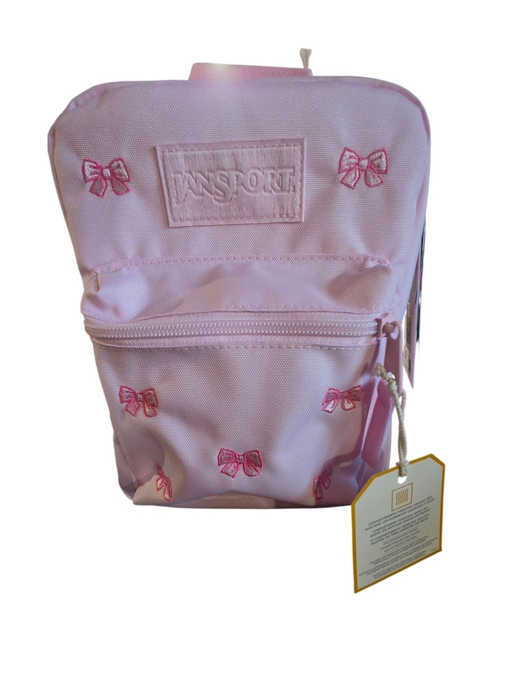 Jansport Light Pink Mini Lunch Bag with Embroidered Bows